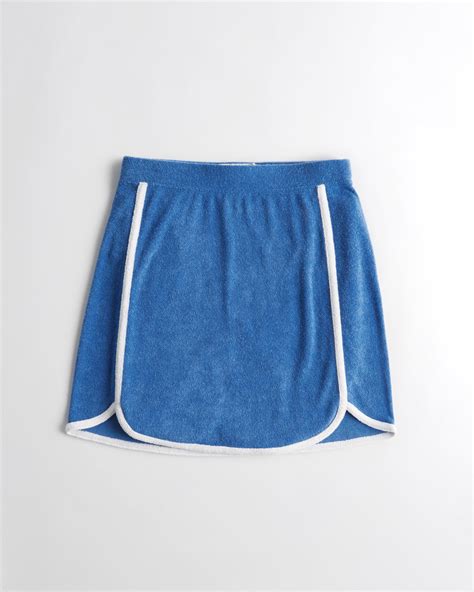 Hollister Ultra High Rise Terry Mini Skirt In Blue Lyst Uk