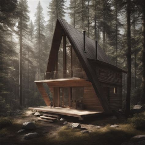 Premium AI Image | Tranquil Cabin in a Secluded Forest within the lake side wallpaper