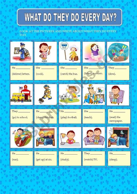 WHAT DO THEY DO EVERY DAY ESL Worksheet By Princesss