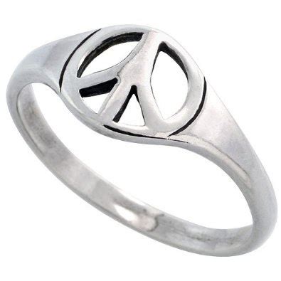 Sterling Silver Peace Sign Ring Sizes 6 To 10 Jewelry Amazon