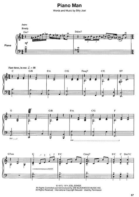 Billy Joel Piano Man Sheet Music Pdf