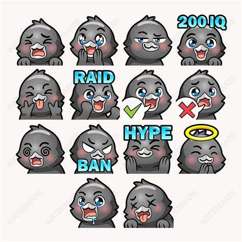 Crow Raven Emotes X 46 For Twitch And Discord Emote Black Crow Twitch Emote Pack Discord