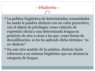 Dialecto ideolecto sociolecto Linguística PPT