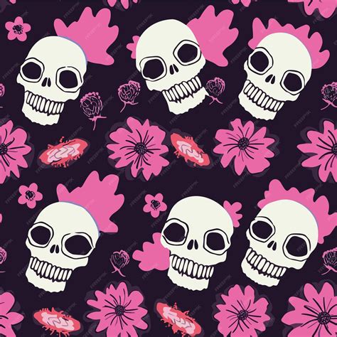 Premium Vector | Seamless Colorful Skull Pattern