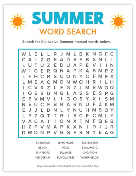 Summer Word Searches Printable