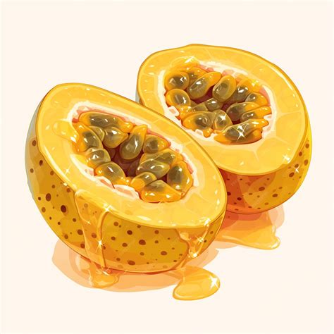 Premium Vector Passion Fruit Halves With Black Seeds