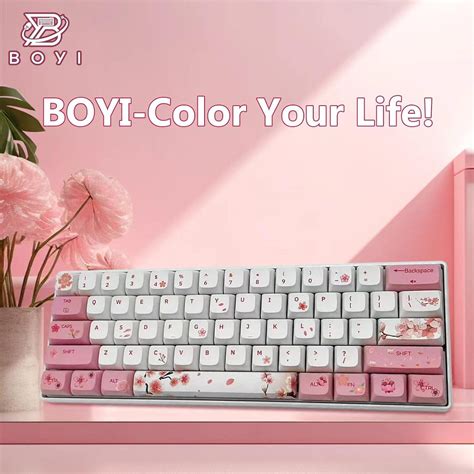 BOYI Wired Hot Swap 60 Mechanical Gaming Keyboard 61 Mini RGB Cherry MX Switch 5 Sided PBT Heat