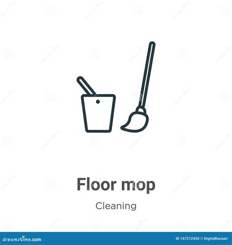 Floor Mop Outline Vector Icon Thin Line Black Floor Mop Icon Flat