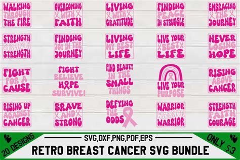 Retro Breast Cancer Svg Budle Bundle Creative Fabrica