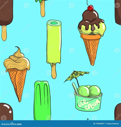 Ice Cream Seamless Vector Pattern Stock Vector Illustration Of