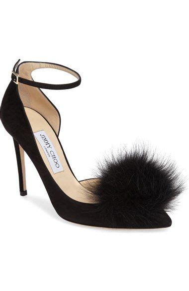 Jimmy Choo Rosa 100 Black Suede Pointy Toe Pumps With Clip On Pom Poms