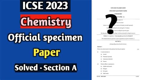 Icse 2023 Chemistry Official Specimen Paper Solved Section A