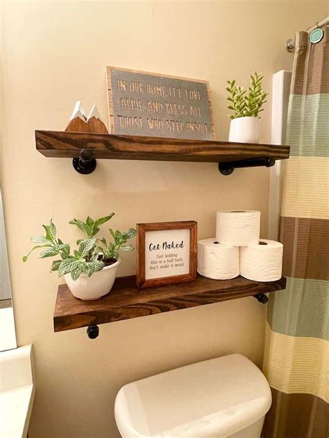 Bathroom Floating Shelf Farmhouse Shelf Rustic Wood Shelves Industrial Pipe Shelf Kitchen Shelf