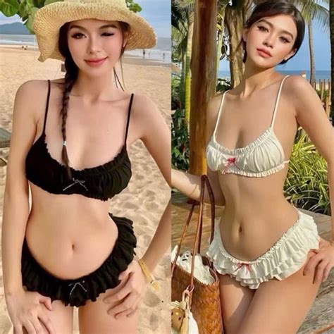Set Bikini 2 Dây Đi Biển Phối Bèo Bộ Đồ Bơi 2 Dây Nhún Bèo Cột Dây Chip Bèo Tầng Sexy Gợi Cảm Đi