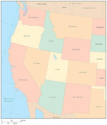 usa west region map  state boundaries