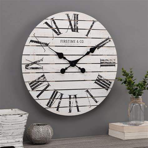 Buy FirsTime Co White Farmhouse Shiplap Wall Clock Large Vintage