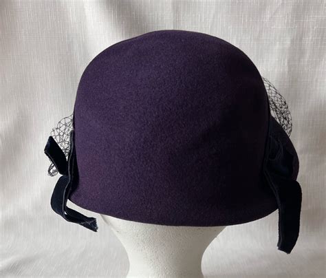 Vintage Merrimac Hat Corp Women S Plum Color Wool Dress Hat With Netting 21 5 Ebay