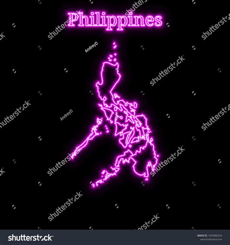 Violet Neon Philippines Map Silhouette Stock Vector Royalty Free