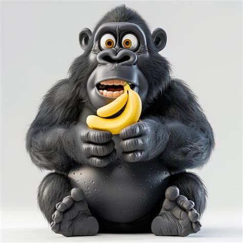 Premium Photo A Gorilla Holding A Banana In His Hands