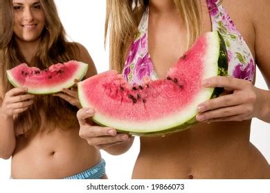 Sexy Girls Bikini Eating Watermelon Stock Photo Shutterstock