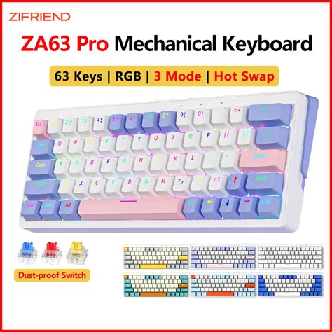 Zifriend ZA Pro RGB Hot Swappable Wired Wireless Bluetooth Mechanical Keyboard Tnt Yellow