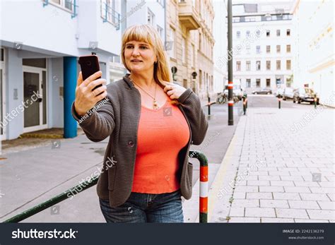 Middle Aged Blonde Busty Woman Takes Selfie Stock Photo 2242136279 Shutterstock