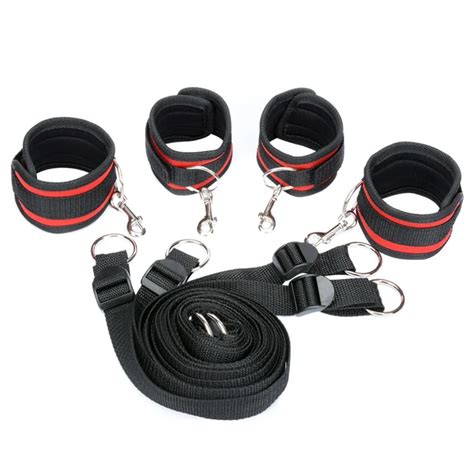 Strap On Bed Restraint Bondage Open Leg Neck Handcuffs Ankle Cuff Bdsm