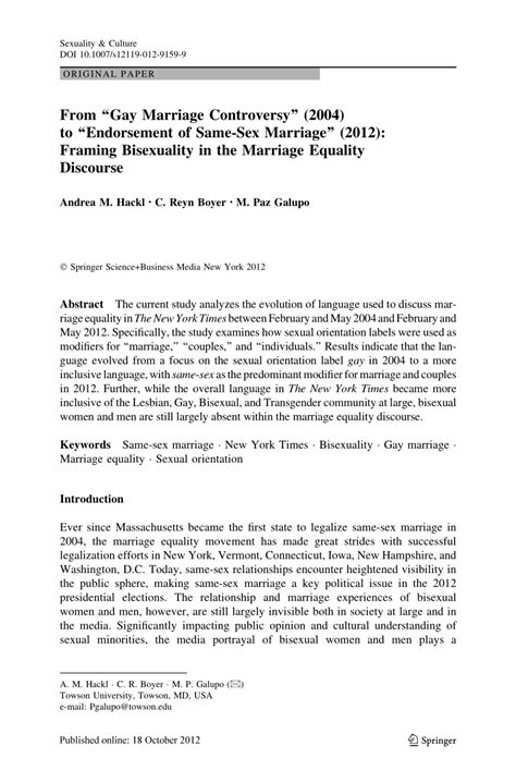 PDF From Gay Marriage Controversy To Endorsement Of Same