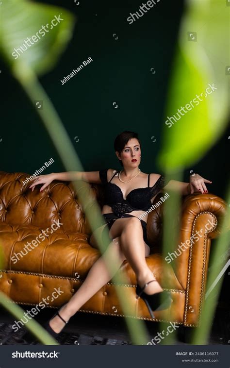 Sexy Black Female Underwear Lingerie Model Stock Photo