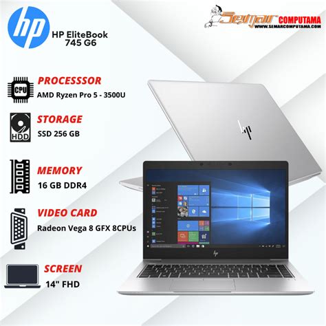 Jual HP ELITEBOOK 745 G6 RYZEN PRO 5 3500 RAM 16GB SSD Spek Gaming