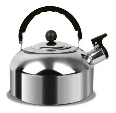 Chaleira Inox Apito 2 Litros Tampa E Alça Cozinha Fogão Cor Prateado