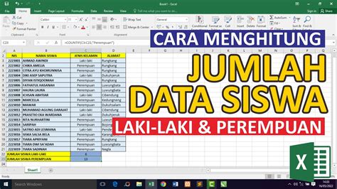 Cara Menghitung Jumlah Laki Laki Dan Perempuan Pada Sebuah Tabel Excel