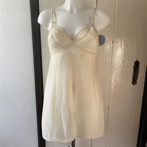 1960s Nude Lace Slip With Built In Bralette Depop