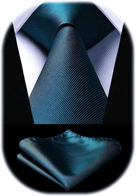 Hisdern Solid Color Ties For Men Business Tie And Pocket Square Set