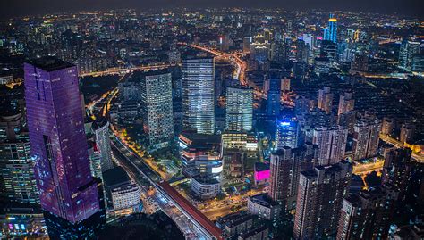 Shanghai City High Rise Lanterns Night View Background And Picture For ...