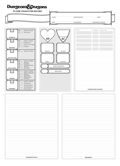 Google Sheets 5e Character Sheet Examples