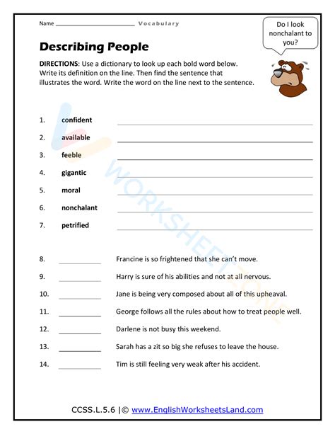 5th Grade Vocabulary Worksheets 9 Worksheet Zone