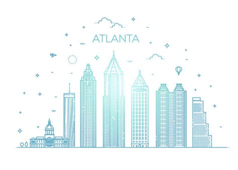 40+ Atlanta Skyline Outline Background Stock Illustrations, Royalty ...