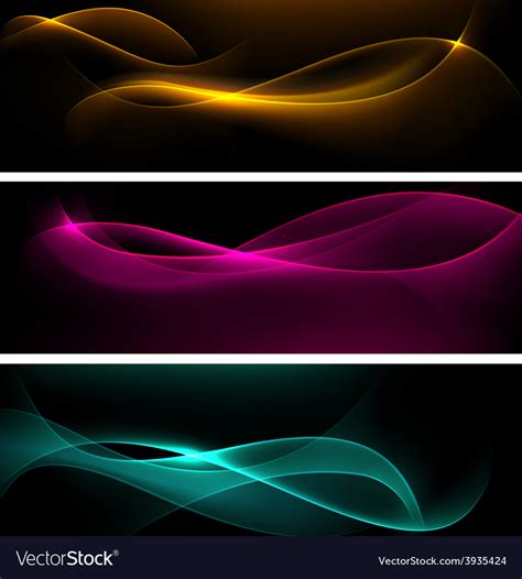 Dark Glow Banners With Color Waves Royalty Free Vector Image