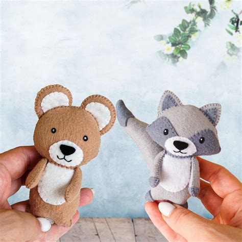 felt animals sewing pattern  woodland felt toys etsy