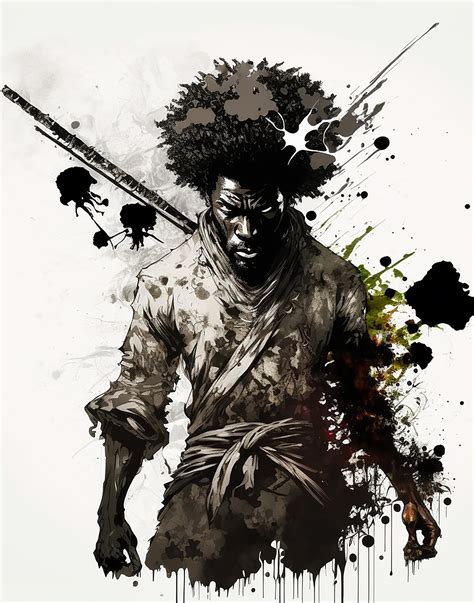 Afro Samurai Black Art Black Samurai Samurai Artwork Afro Anime Digital ...