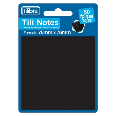 Bloco Adesivo Tili Notes Preto 50 Folhas 76x76mm Tilibra Laranja