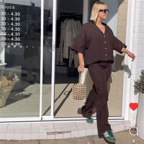Nude Lucy Lounge Stripe Linen Pant Shirt Set Both Depop