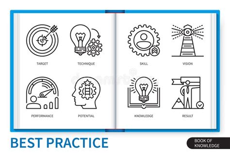 Best Practice Infographics Linear Icons Collection Stock Illustration