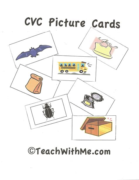 Cvc Picture Cards Free Printable