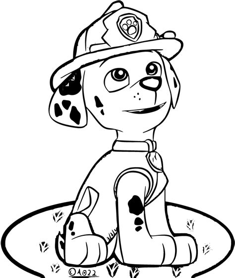 Paw Patrol Marshall Coloring Pages (20 Printable Sheets, Simple to Draw ...