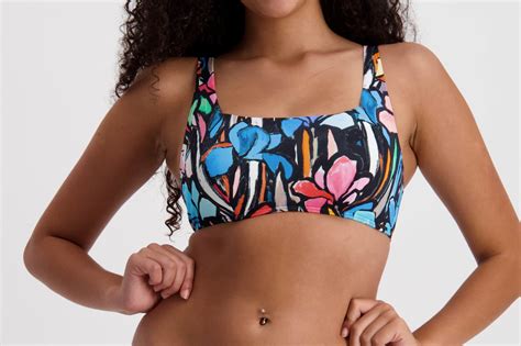 Moontide Swimwear Floral Canvas Underwire Square Neck Bikini Top