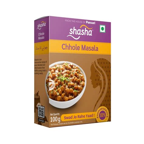 100g Shasha Chhole Masala Packaging Type Box At Rs 33 Gram In New