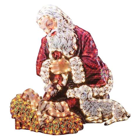 Kneeling Santa Lighted Yard Art Multicolor 48 Yard Art Kneeling Santa Santa