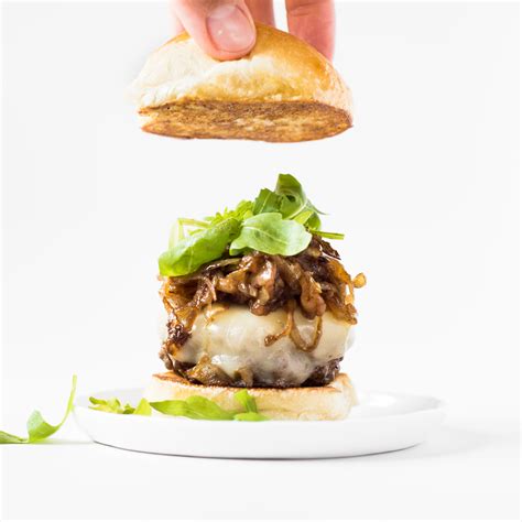 Mini Burgers with Caramelized Onions and Roasted Garlic Butter